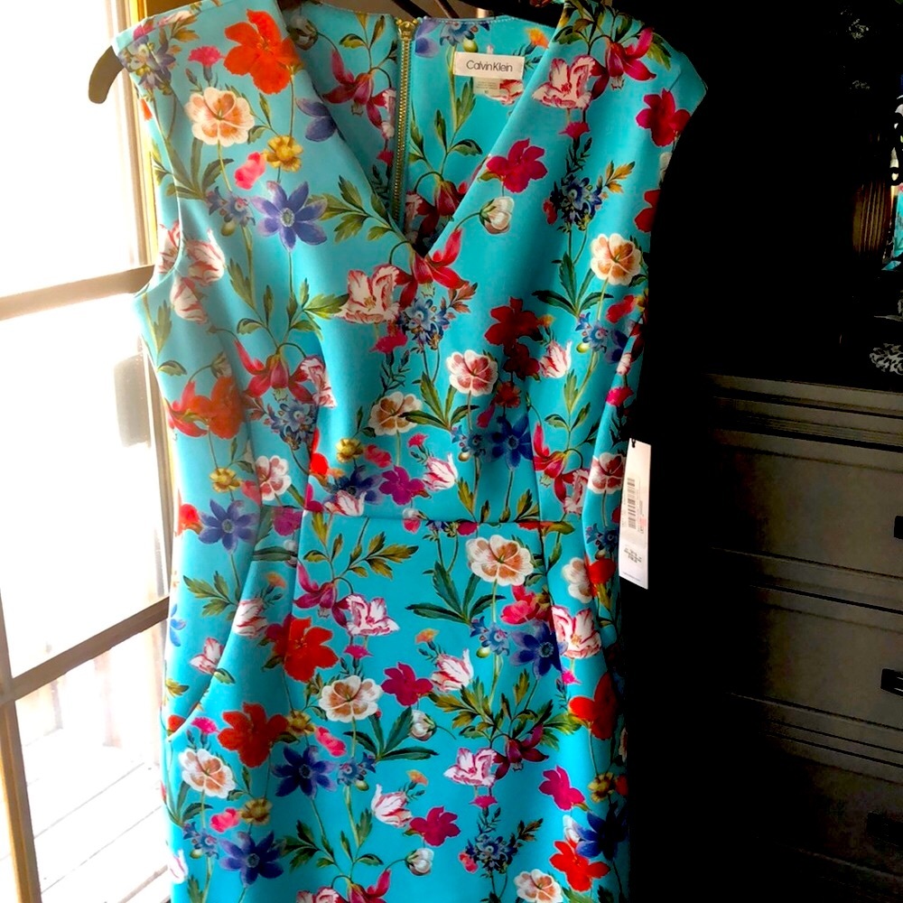 Calvin Klein floral scuba sheath dress